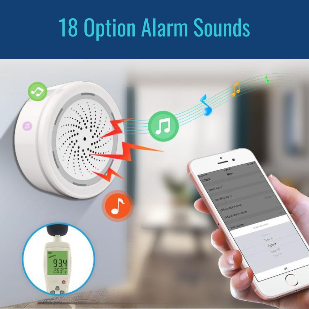 Siren Alarm with Temperature/Humidity Sensors - WiFi - Genie Automata